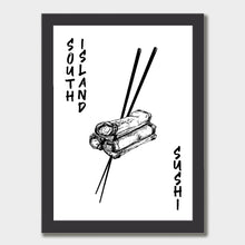 Load image into Gallery viewer, South Island Sushi Art Print Black Classic Frame

